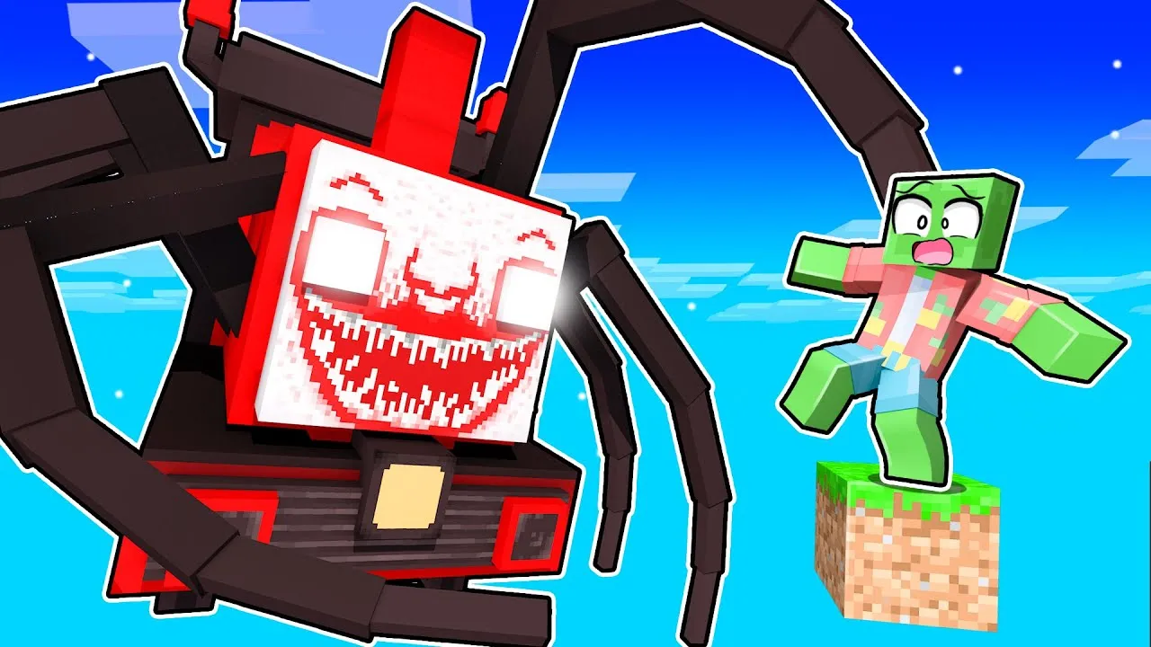 One BLOCK Skyblock with CHOO CHOO CHARLES in Minecraft!